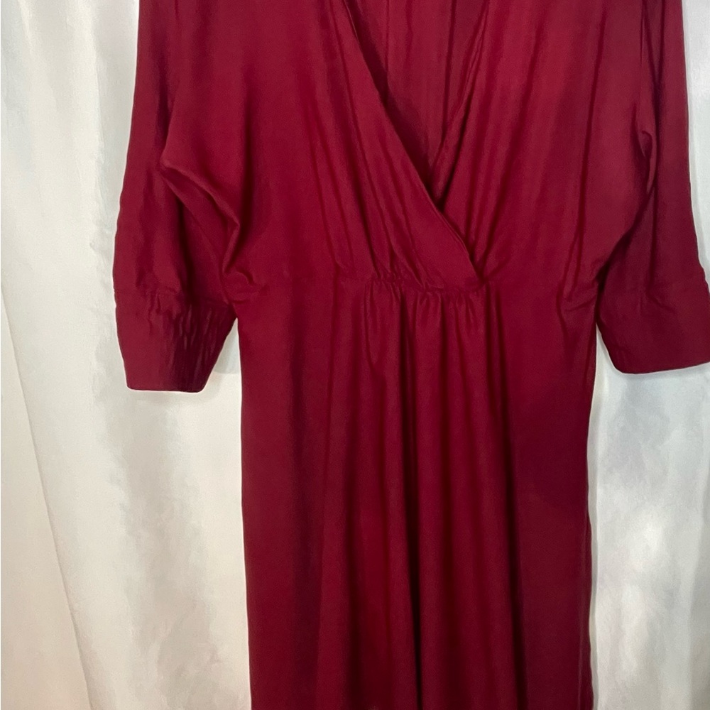Elegant Deep Red/burgundy Wrap-Style Women’s Dress